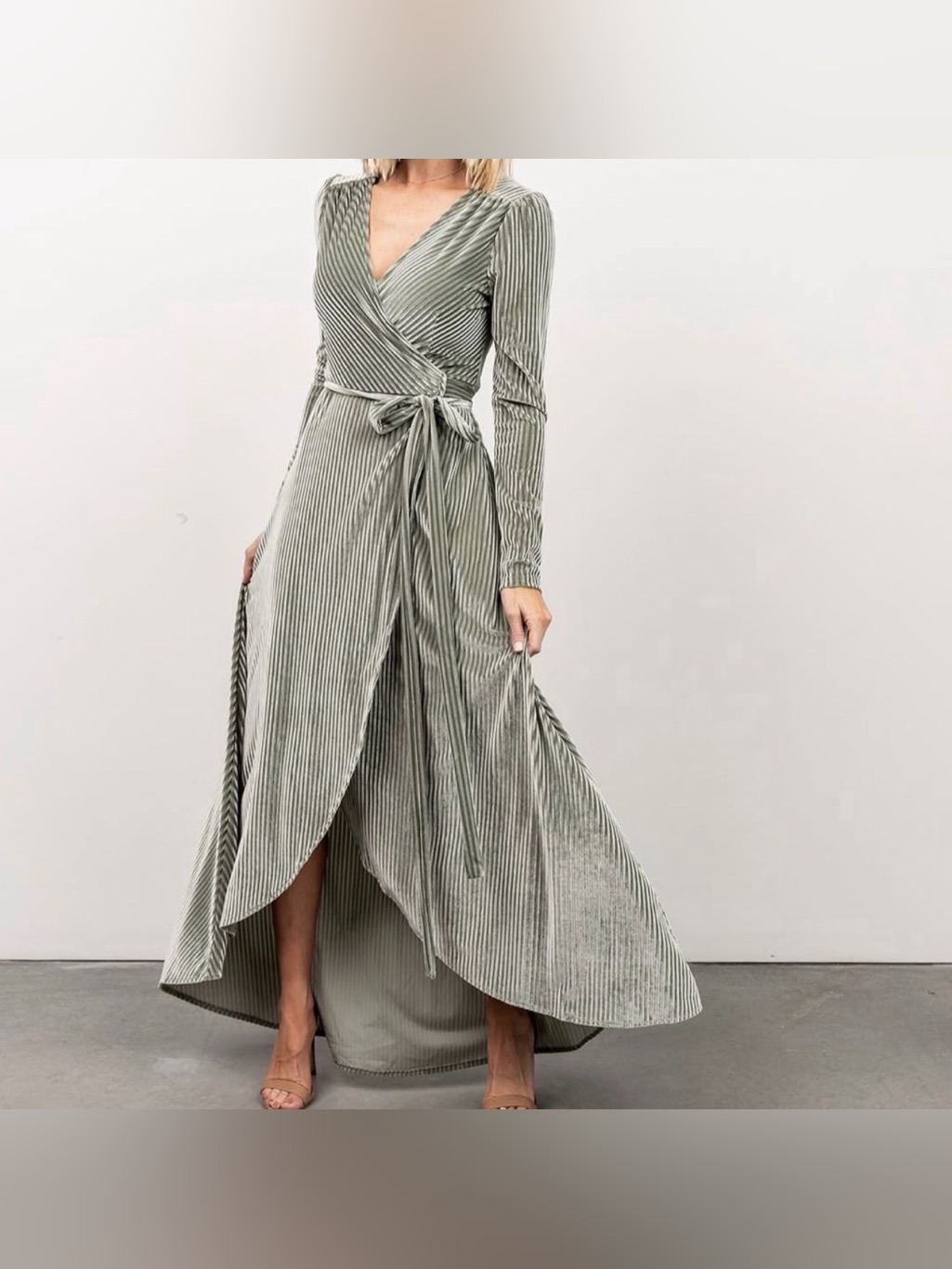 Baltic Born Jada Ribbed Velvet Wrap Dress